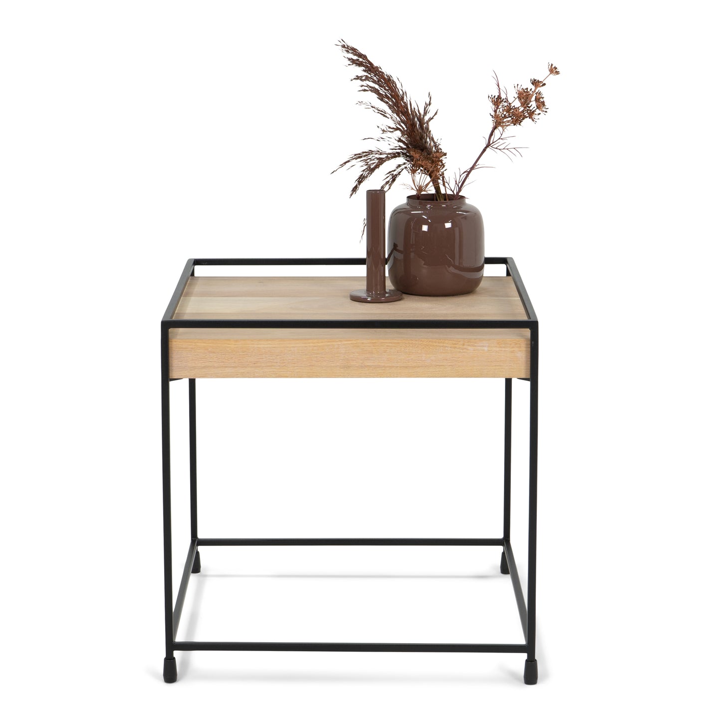 THIN WOOD 40 Side table - Black / Oak bianco