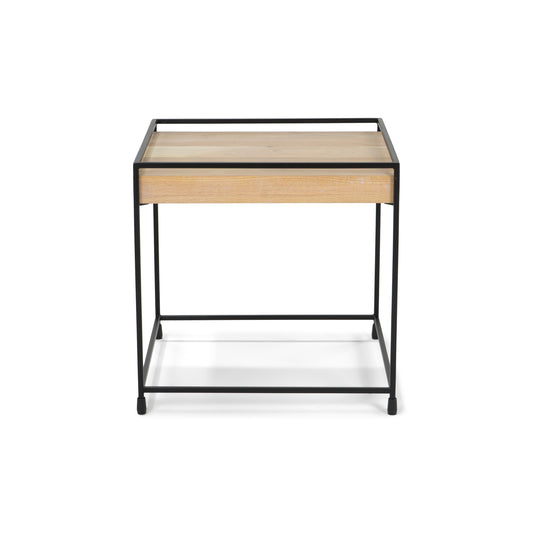 THIN WOOD 40 Bijzettafel - Zwart / Eiken bianco