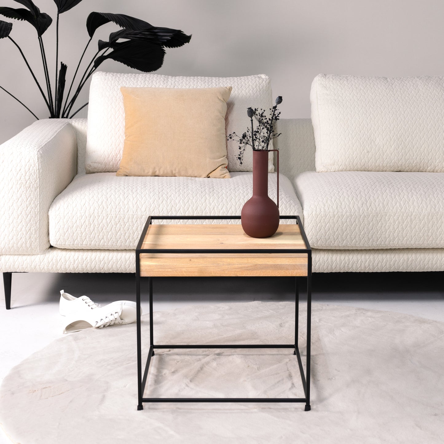 THIN WOOD 40 Side table - Black / Oak bianco