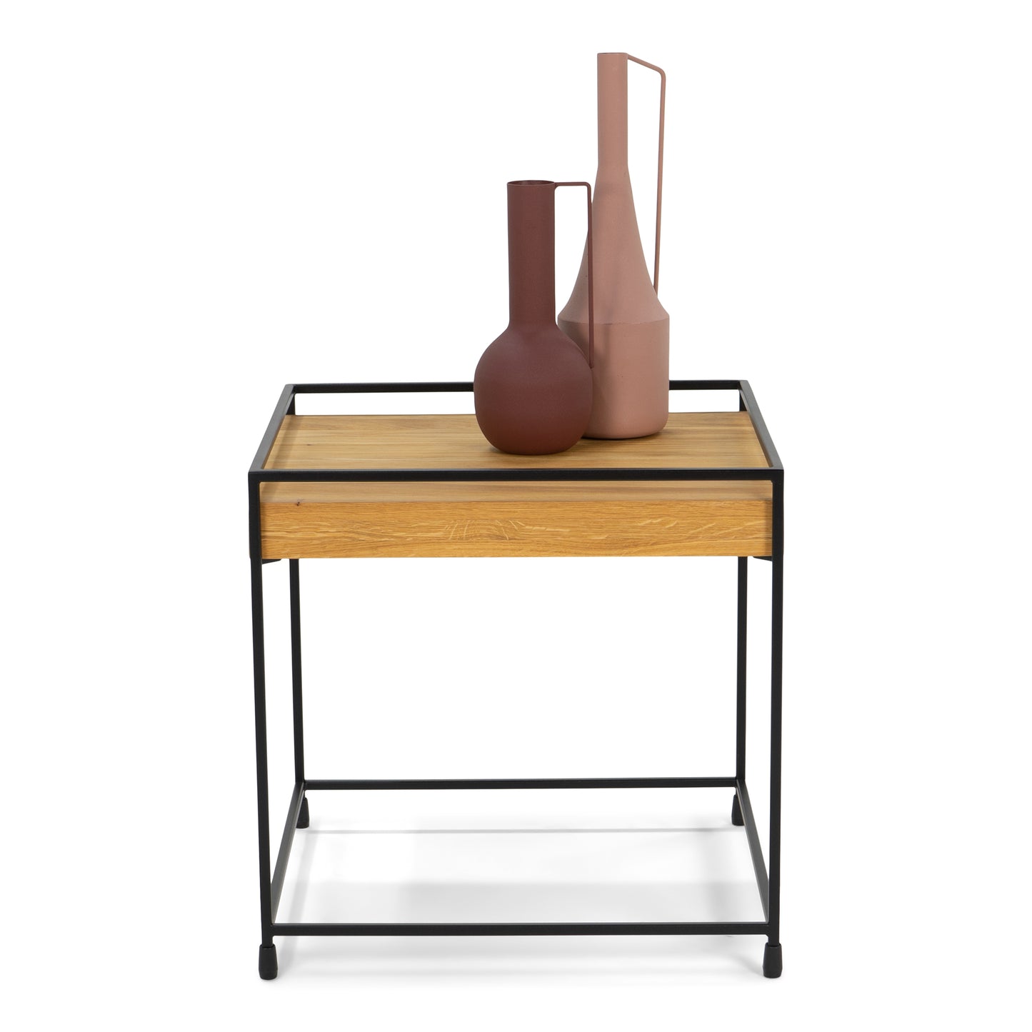 THIN WOOD 40 Side Table - Black / Natural Oak