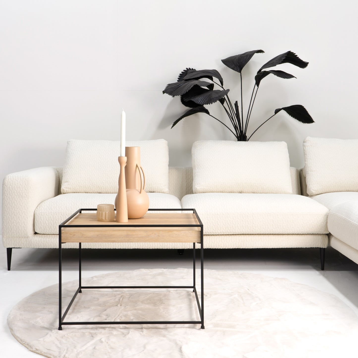 THIN WOOD 60 Coffee table - Black / Oak bianco