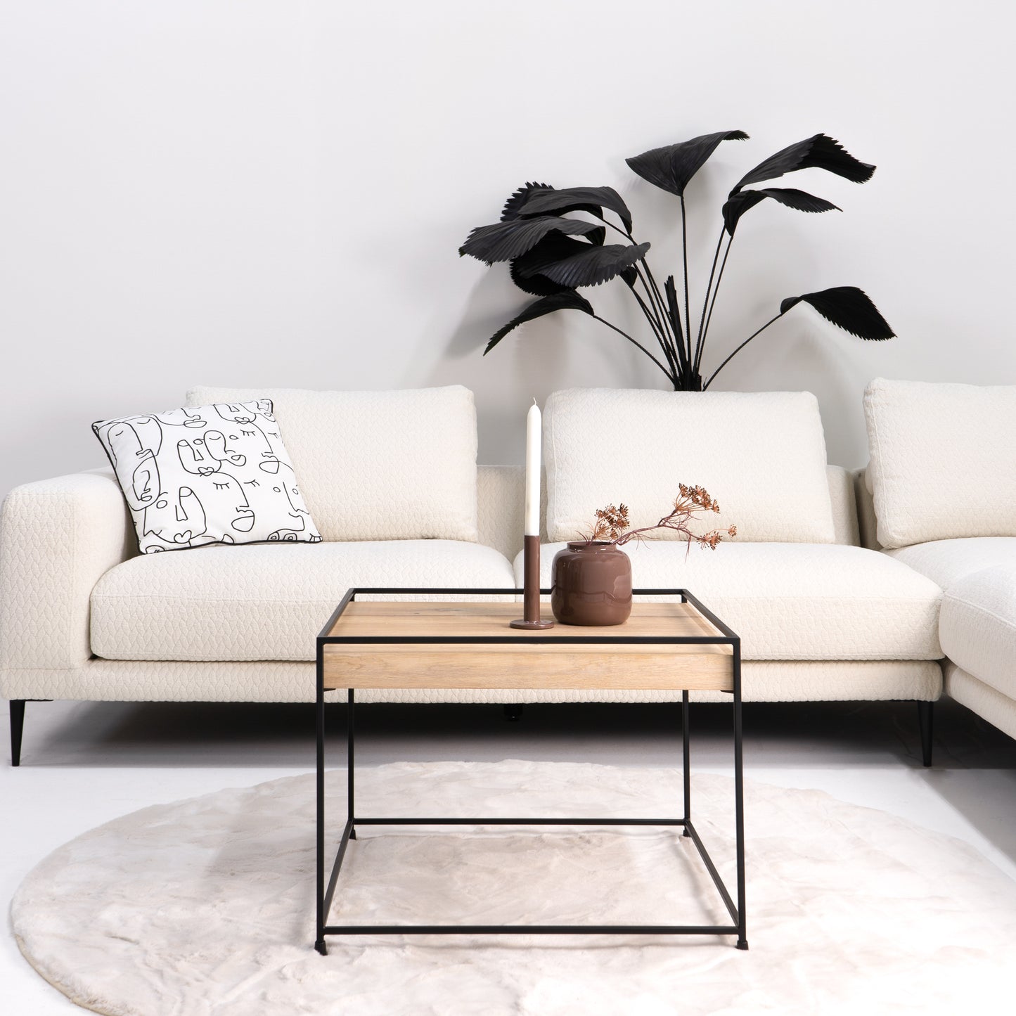 THIN WOOD 60 Coffee table - Black / Oak bianco