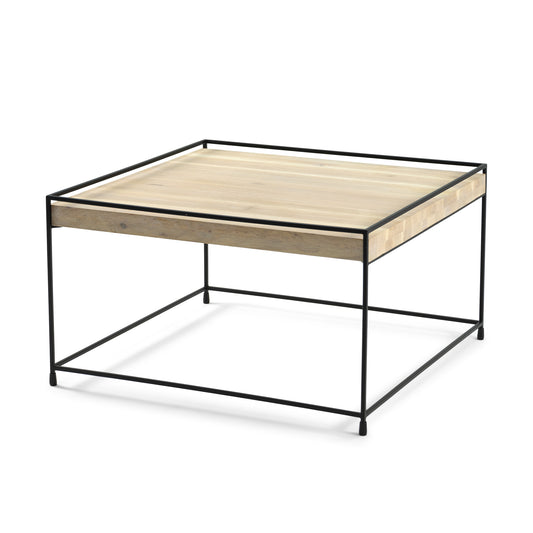 THIN WOOD 80 Salontafel - Zwart / Eiken bianco