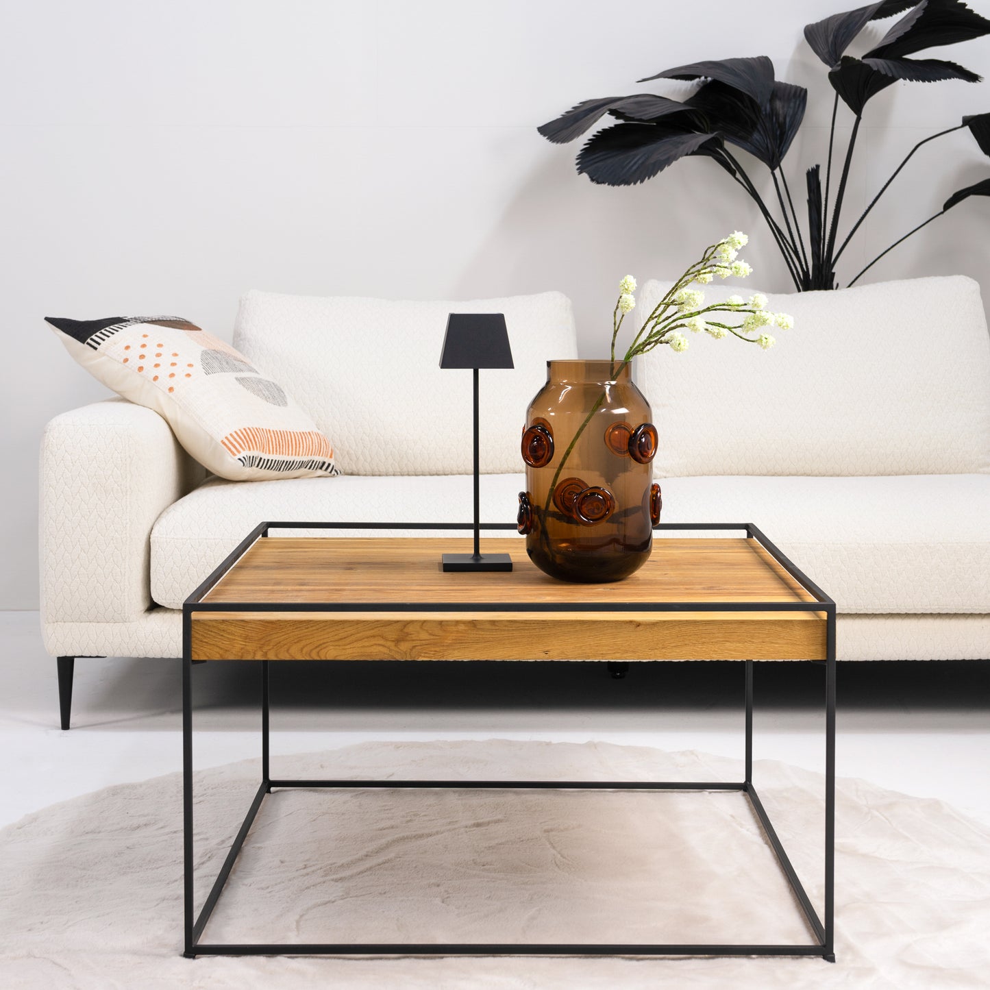 THIN WOOD 80 Coffee Table - Black / Natural Oak