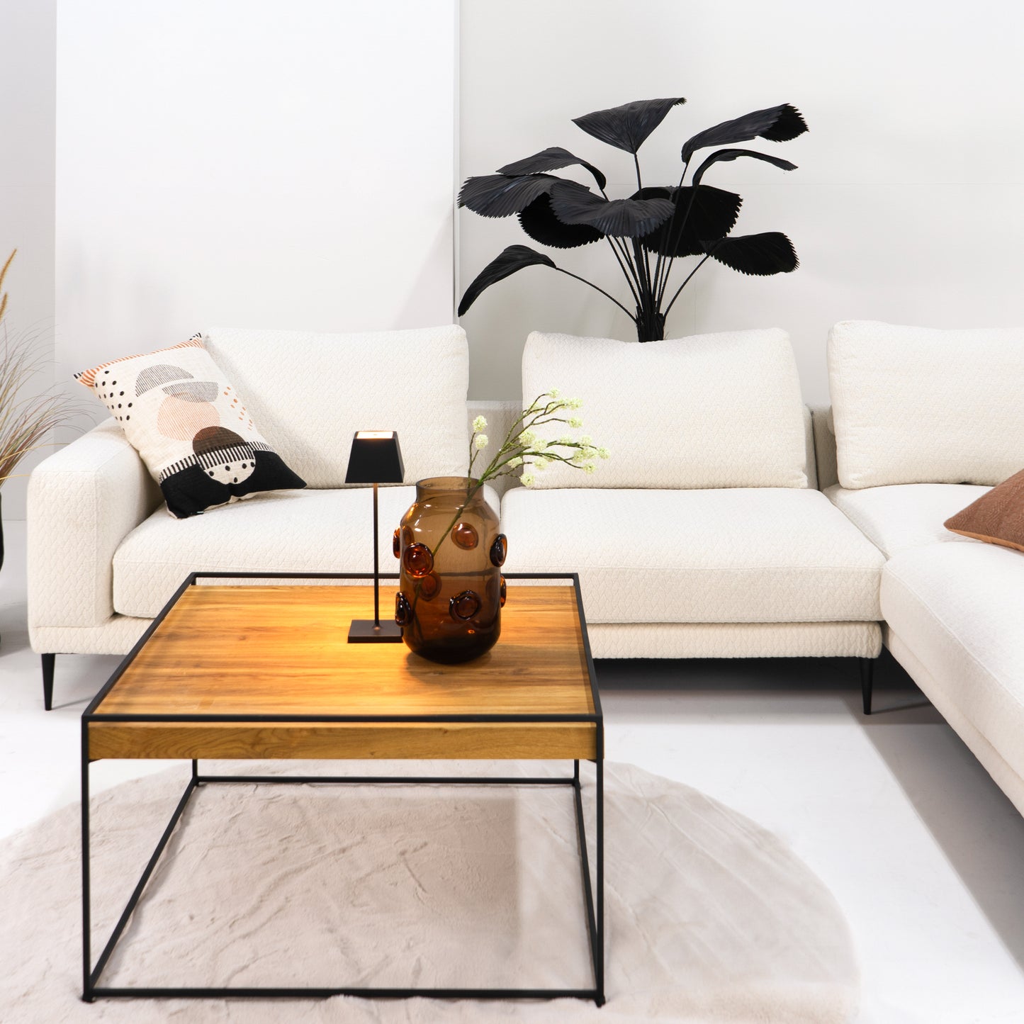 THIN WOOD 80 Coffee Table - Black / Natural Oak