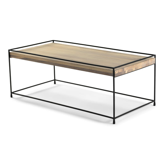 THIN WOOD 120 Salontafel - Zwart / Eiken bianco