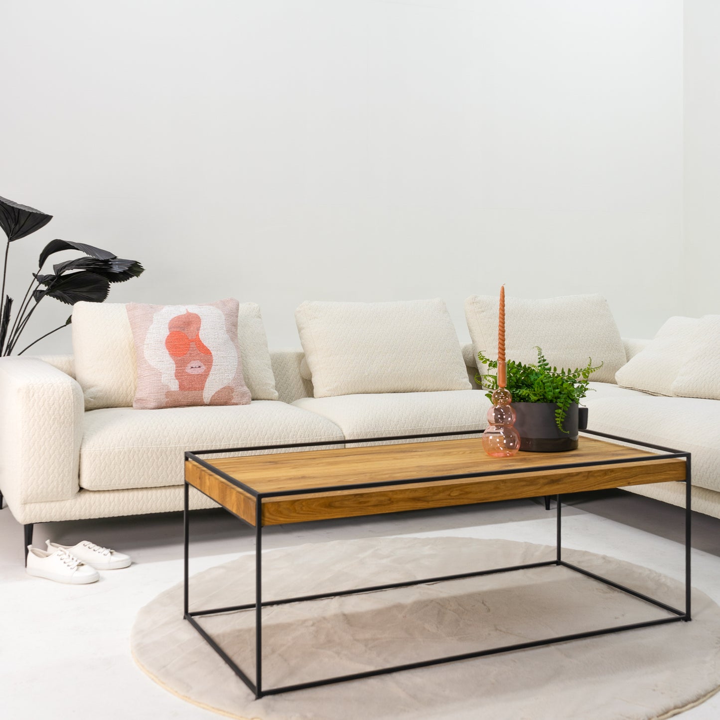 THIN WOOD 120 Coffee Table - Black / Natural Oak
