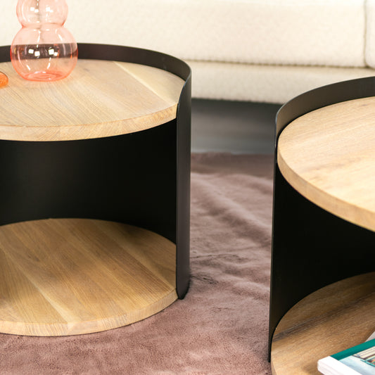 CYLINDER M Side table - Black / Oak
