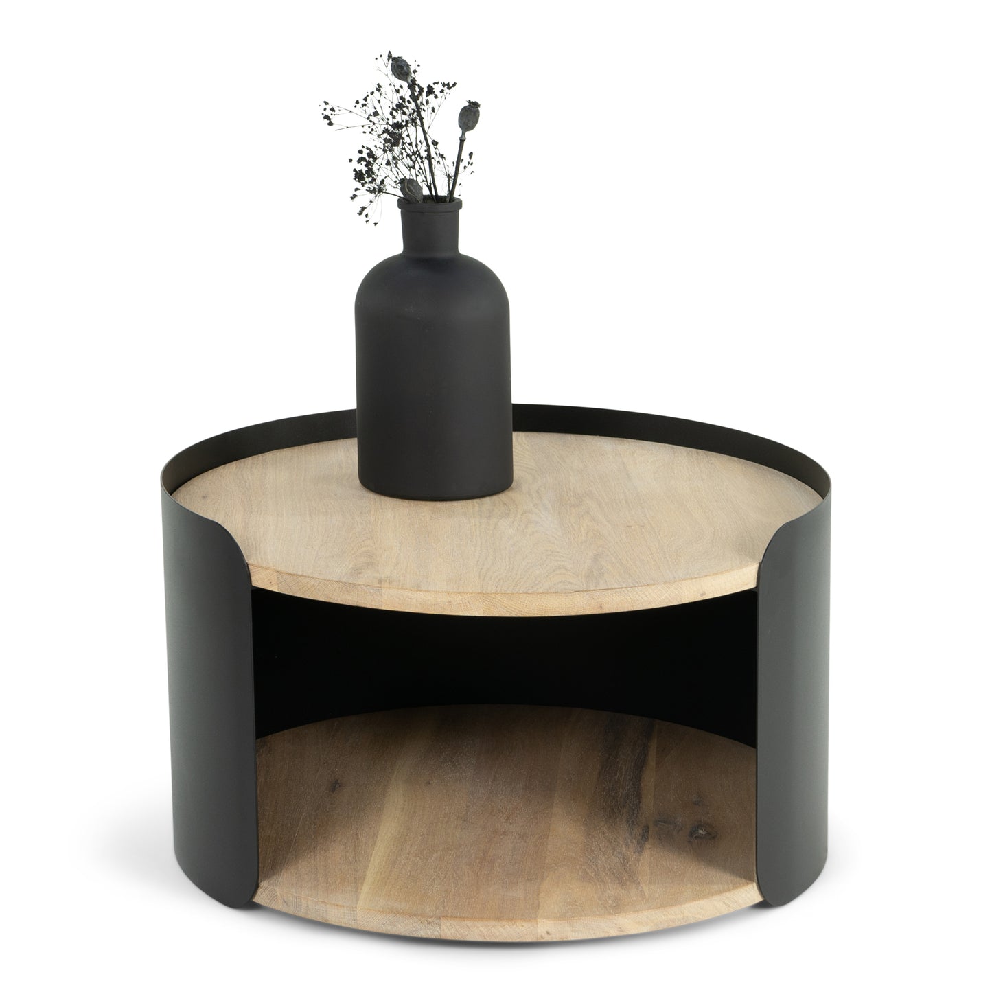 CYLINDER L Salontafel - Zwart / Eiken