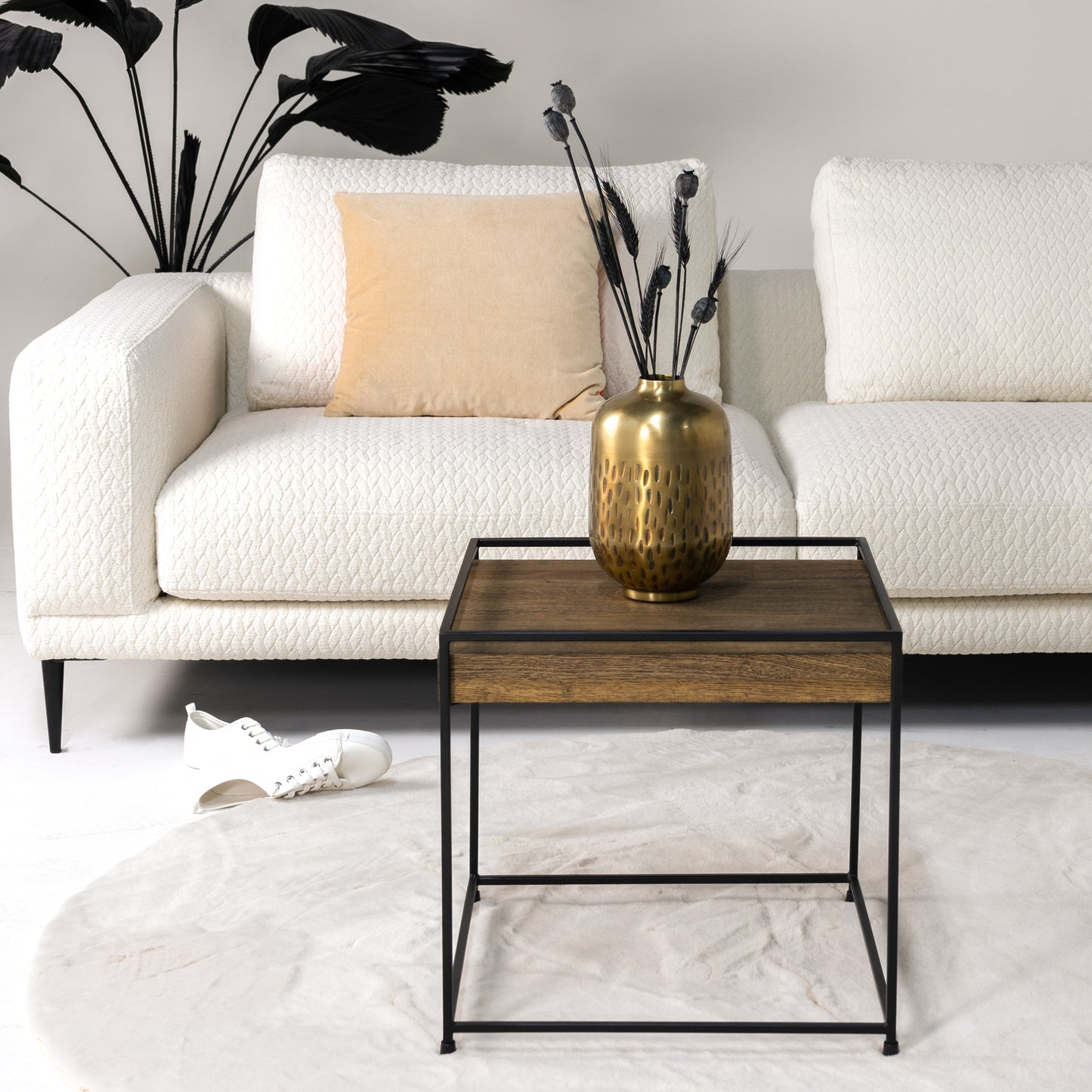 THIN WOOD 40 Side Table - Black / Walnut