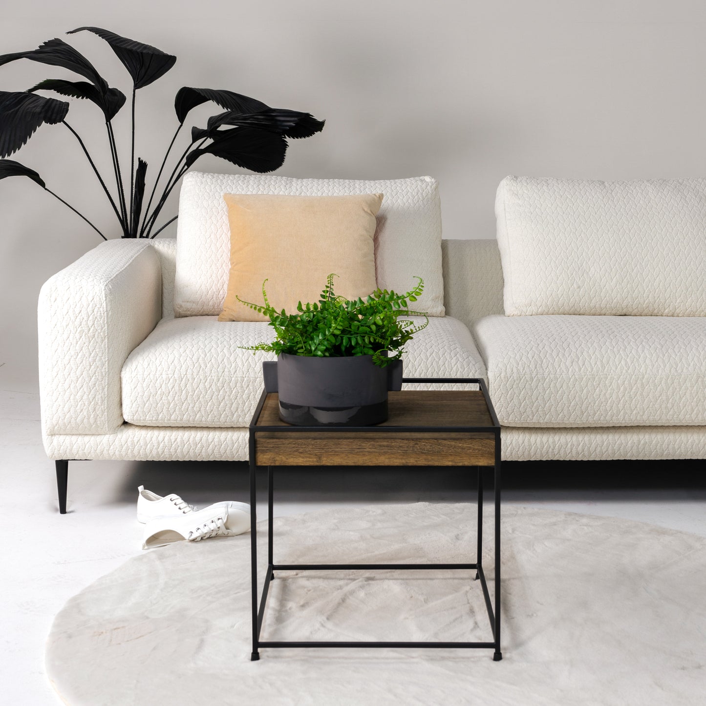 THIN WOOD 40 Side Table - Black / Walnut