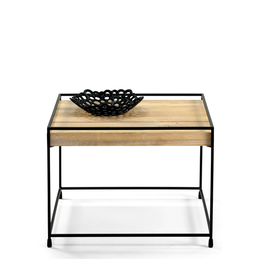 THIN WOOD 60 Coffee table - Black / Oak bianco