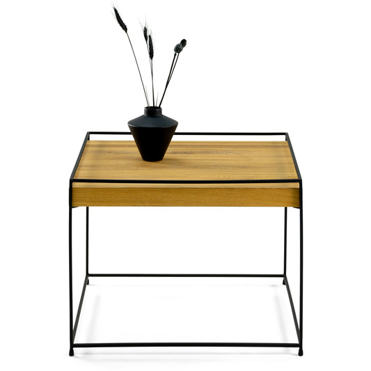THIN WOOD 60 Coffee Table - Black / Natural Oak