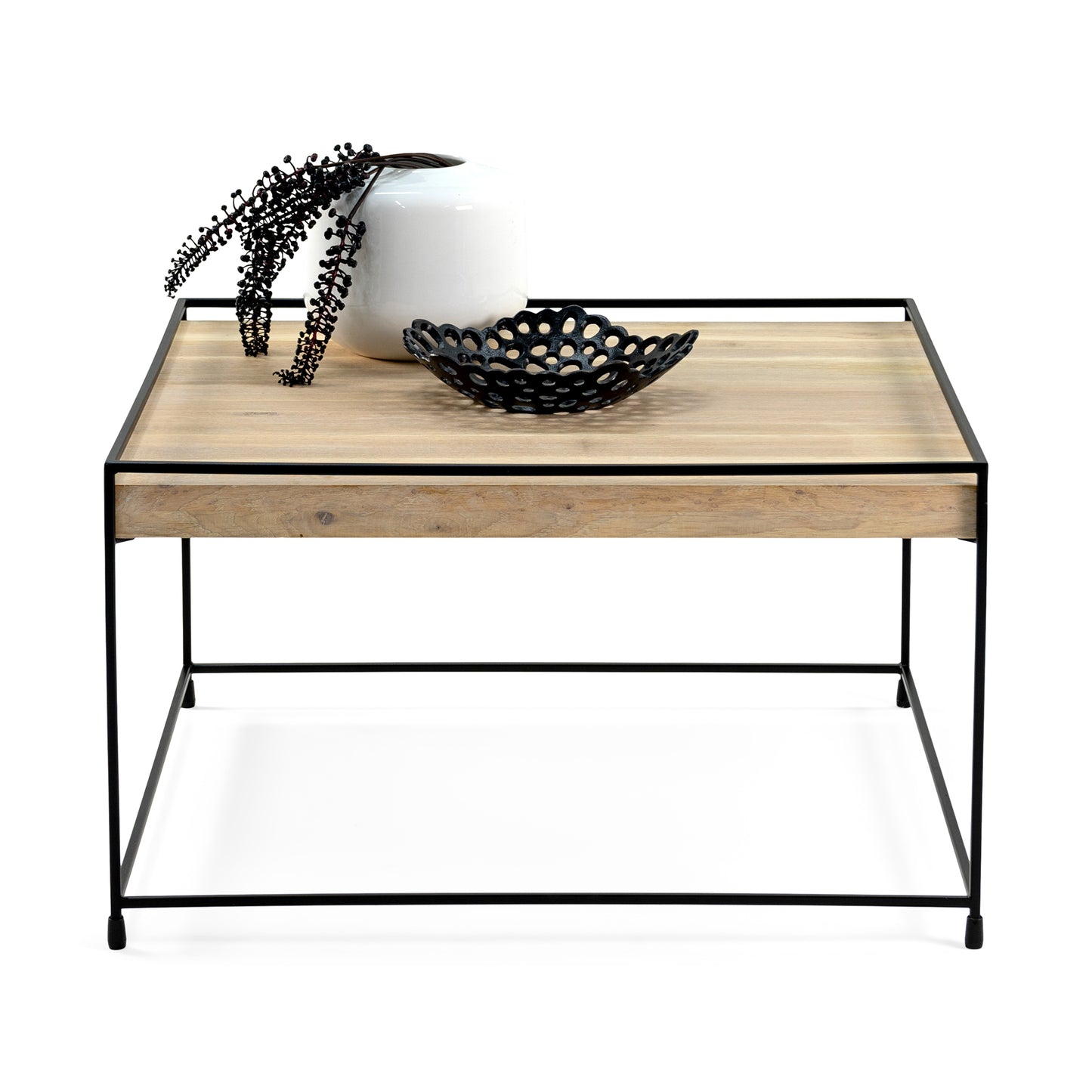 THIN WOOD 80 Coffee table - Black / Oak bianco