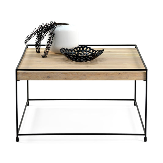 THIN WOOD 80 Coffee table - Black / Oak bianco