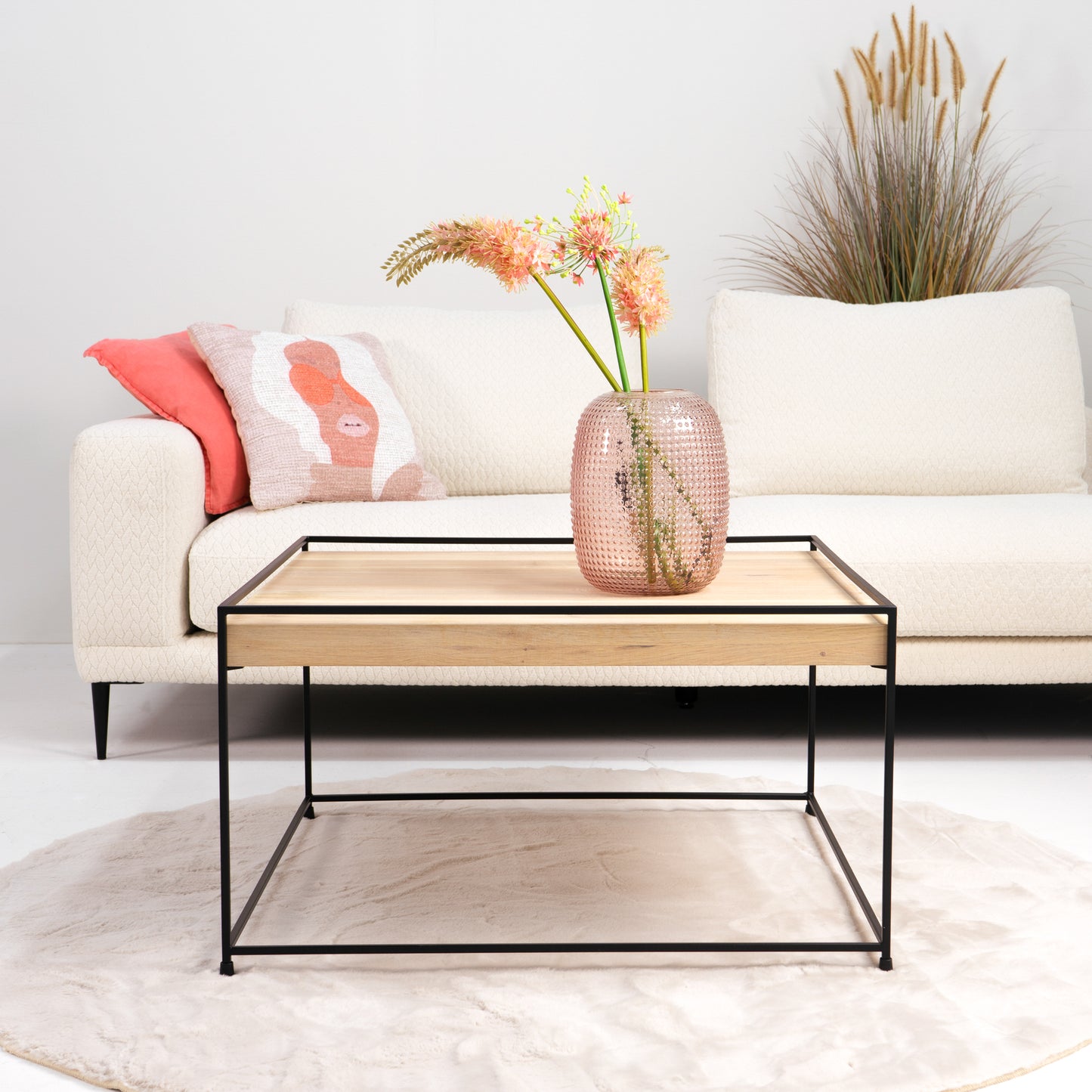 THIN WOOD 80 Coffee table - Black / Oak bianco