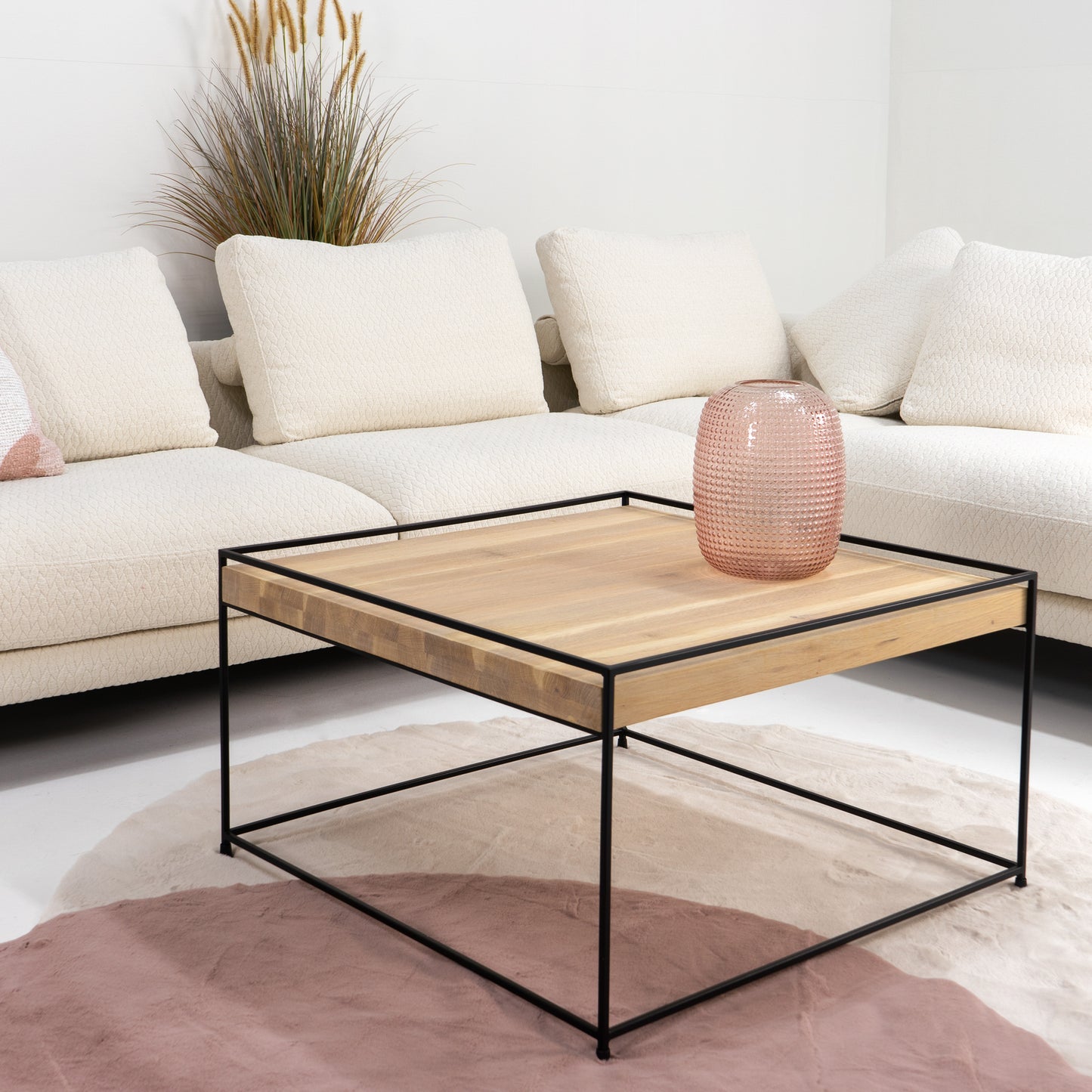 THIN WOOD 80 Coffee table - Black / Oak bianco