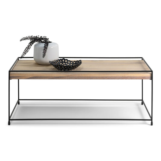 THIN WOOD 120 Coffee table - Black / Oak bianco
